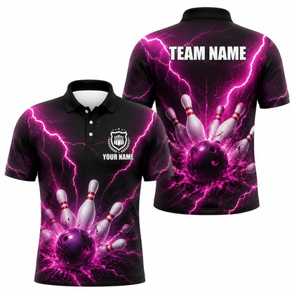 Bowling Ball Lightning Burst Custom Bowling Polo Shirt