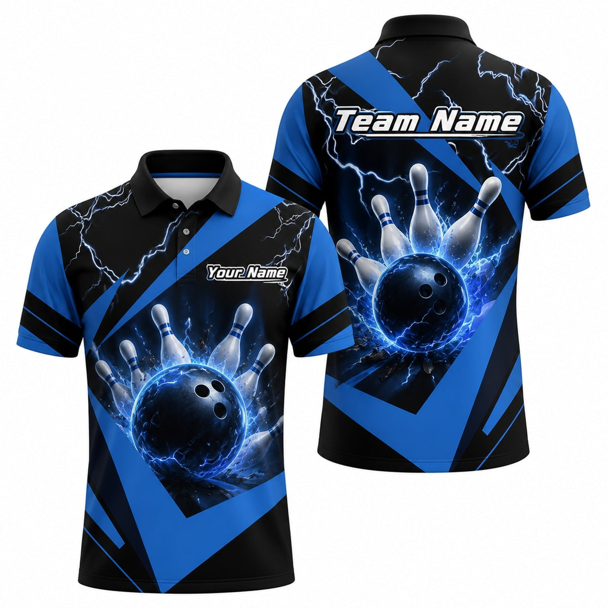 Bowling Ball Lightning Sport Personalized Bowling Polo Shirt