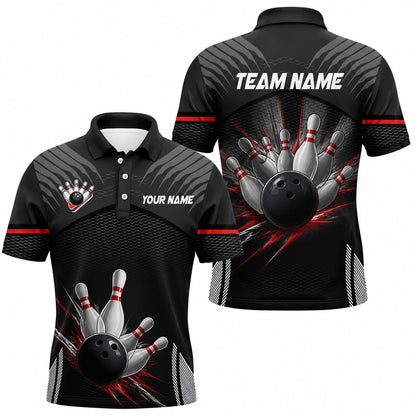 Bowling Ball Pin Smash Sport Personalized Bowling Polo Shirt