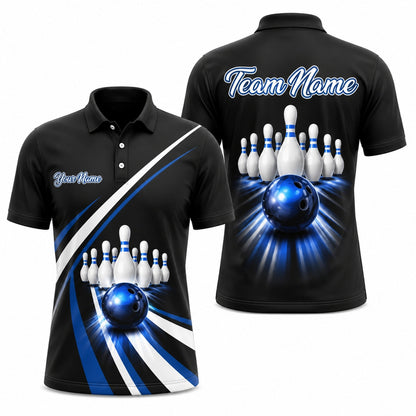 Bowling Ball Pin Strike Custom Bowling Polo Shirt