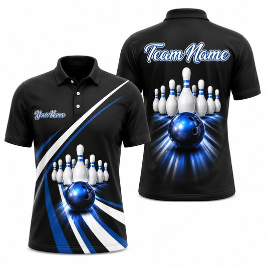 Bowling Ball Pin Strike Custom Bowling Polo Shirt