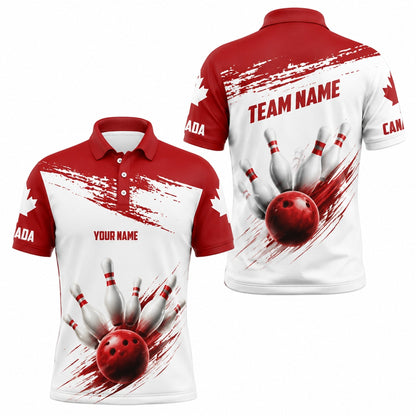 Bowling Ball Pin Strike Modern Custom Bowling Polo Shirt