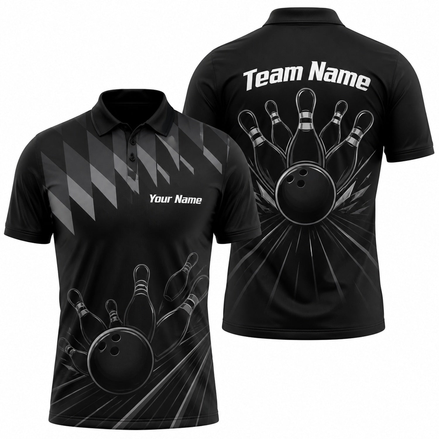 Bowling Ball Pinburst Custom Bowling Polo Shirt