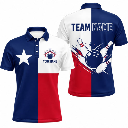 Bowling Ball Pins Strike Custom Bowling Polo Shirt
