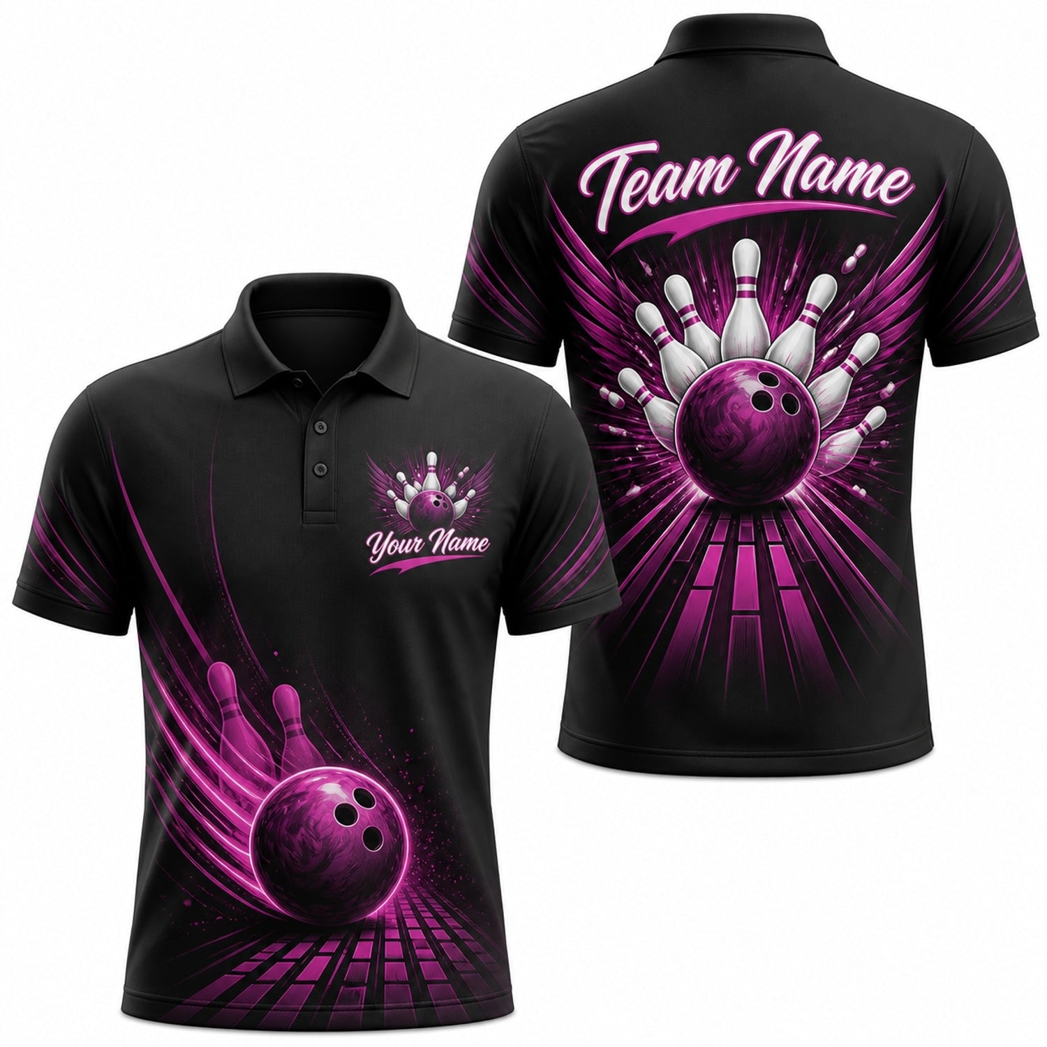 Bowling Ball Strike Aura Personalized Bowling Polo Shirt