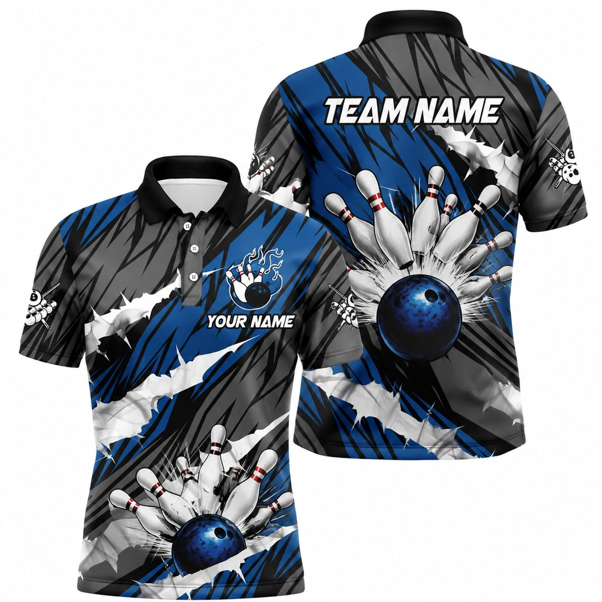 Bowling Ball Strike Blast Custom Bowling Polo Shirt