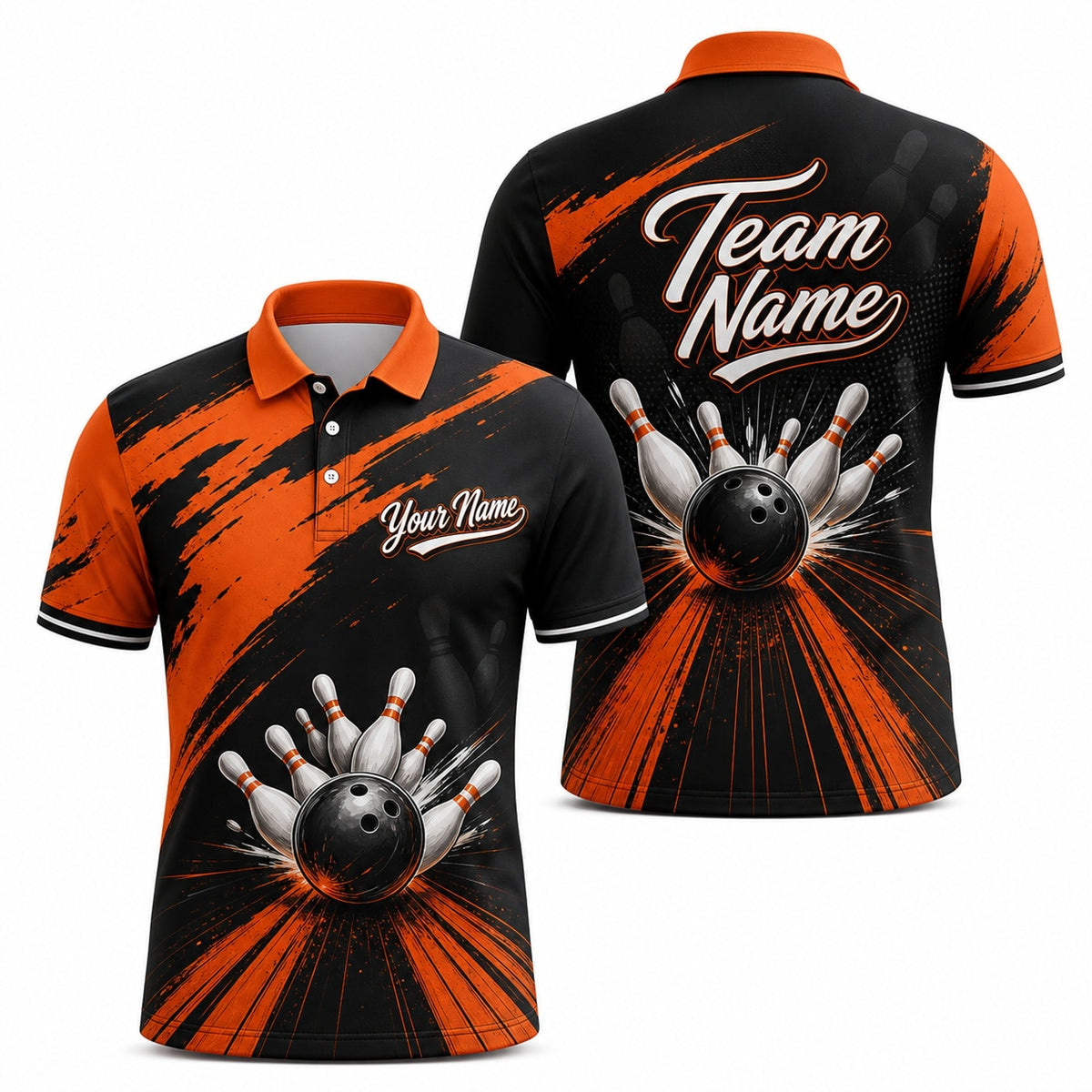 Bowling Ball Strike Blast Personalized Bowling Polo Shirt