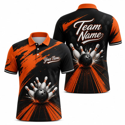 Bowling Ball Strike Blast Personalized Bowling Polo Shirt