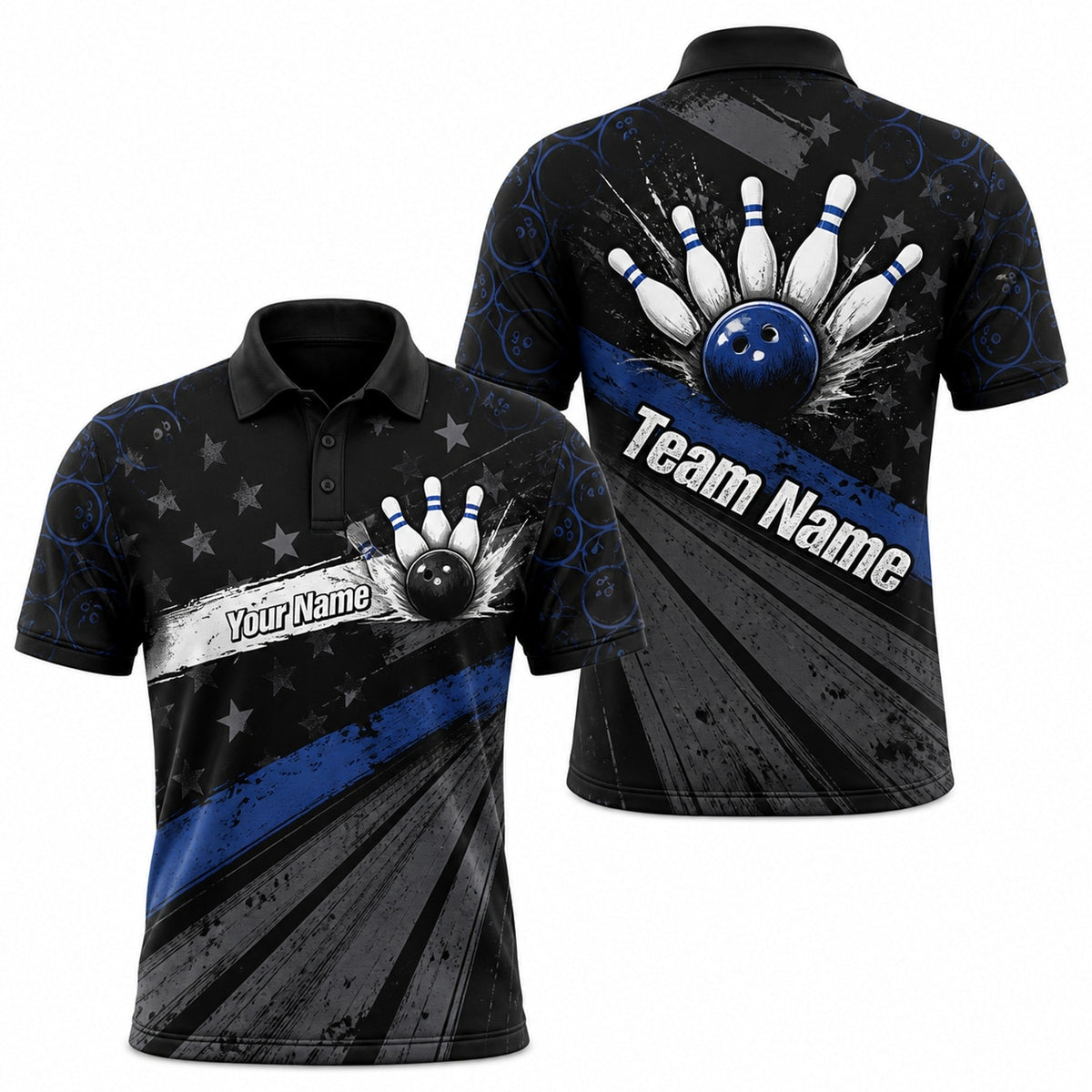 Bowling Ball Strike Burst Sport Personalized Bowling Polo Shirt