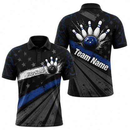 Bowling Ball Strike Burst Sport Personalized Bowling Polo Shirt