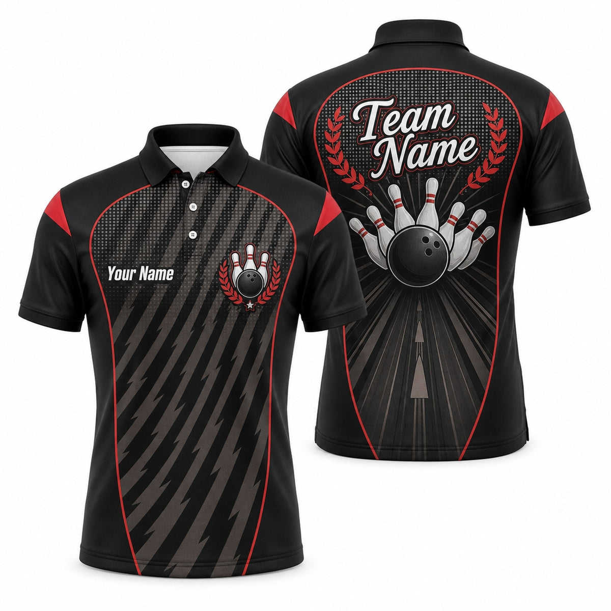 Bowling Ball Strike Crest Sport Personalized Bowling Polo Shirt