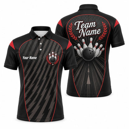 Bowling Ball Strike Crest Sport Personalized Bowling Polo Shirt