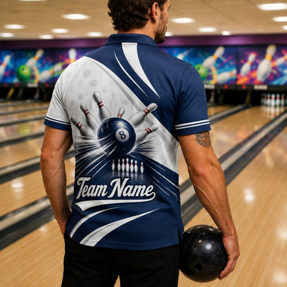Bowling Ball Strike Custom Bowling Polo Shirt Back View