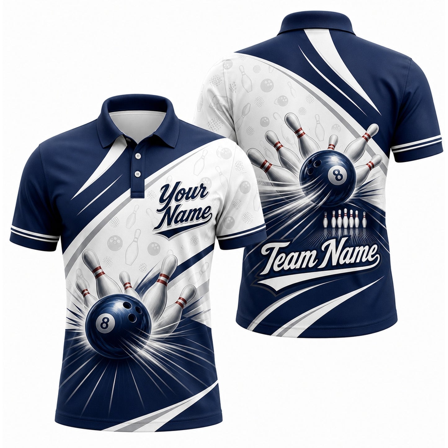 Bowling Ball Strike Custom Bowling Polo Shirt