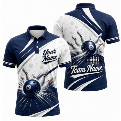 Bowling Ball Strike Custom Bowling Polo Shirt