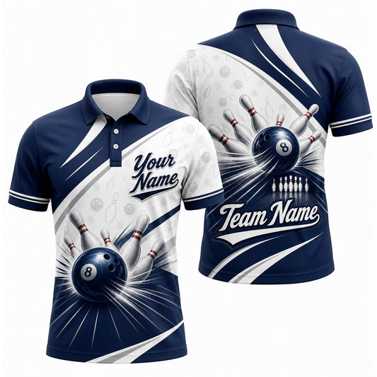 Bowling Ball Strike Custom Bowling Polo Shirt