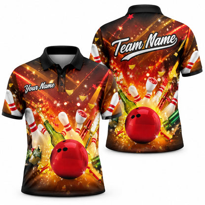 Bowling Ball Strike Explosion Sport Custom Bowling Polo Shirt