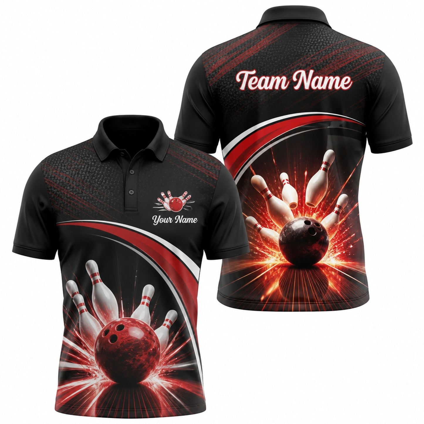 Bowling Ball Strike Explosion Sport Personalized Bowling Polo Shirt