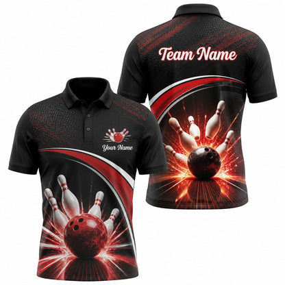 Bowling Ball Strike Explosion Sport Personalized Bowling Polo Shirt