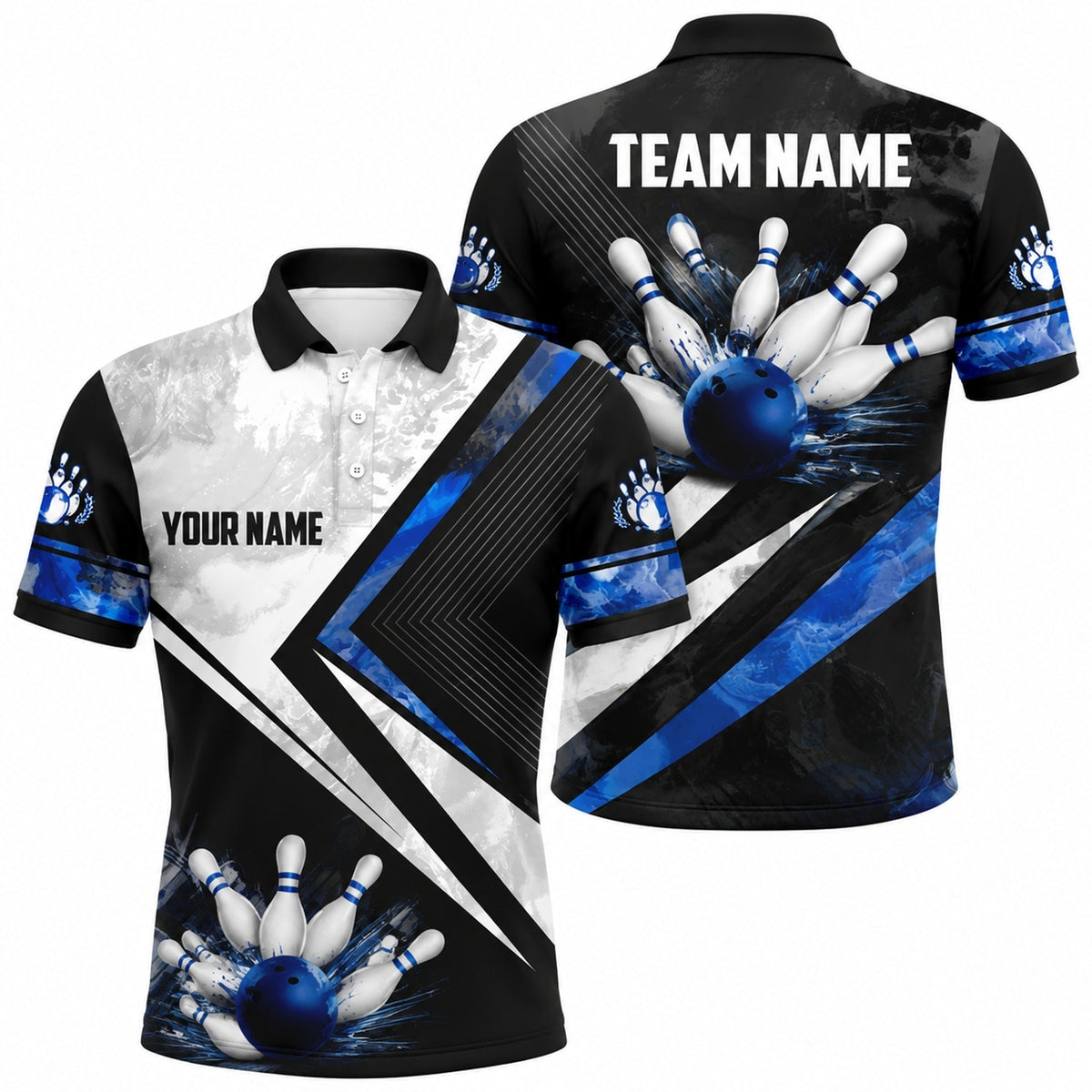 Bowling Ball Strike Graphic Custom Bowling Polo Shirt