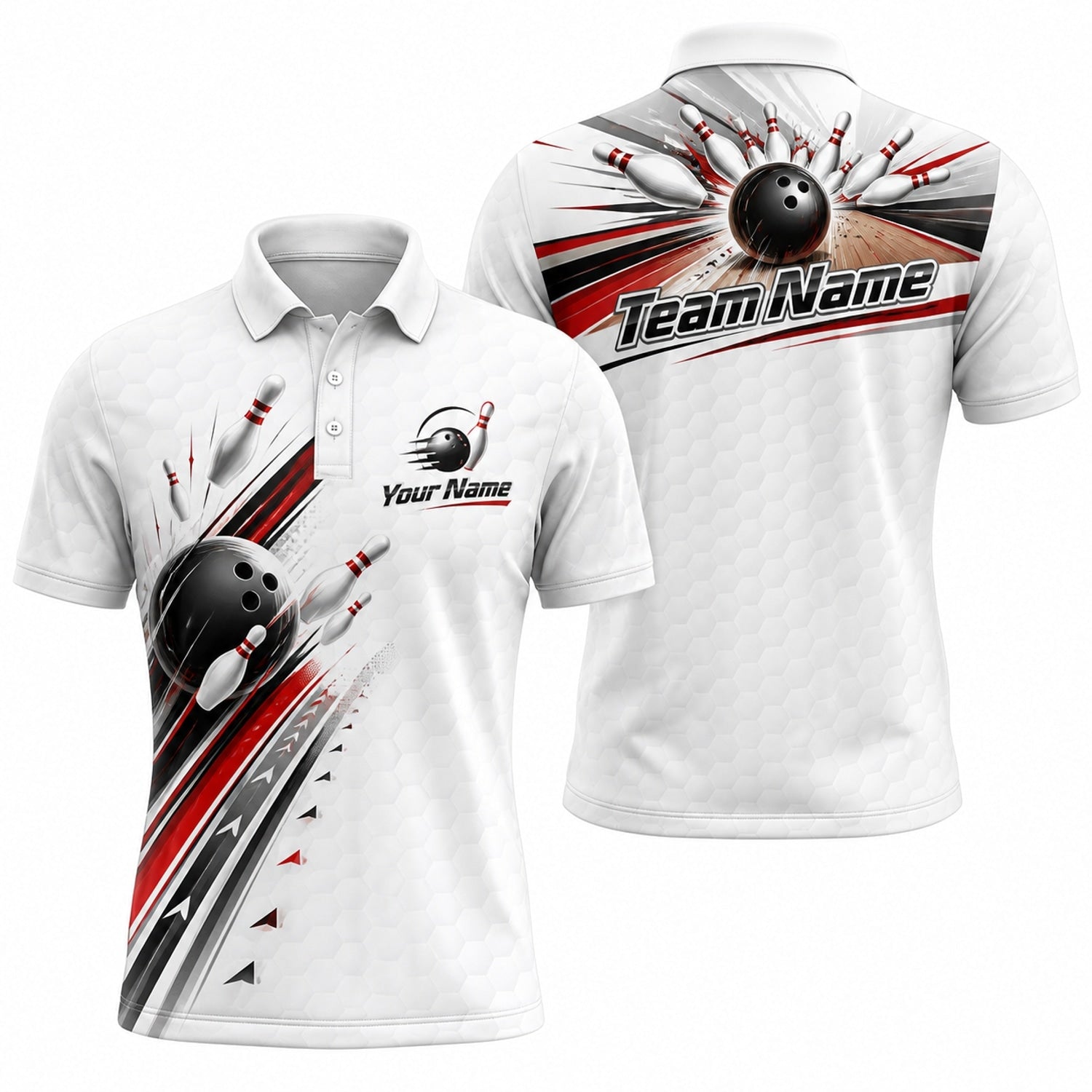 Bowling Ball Strike Graphic Personalized Bowling Polo Shirt