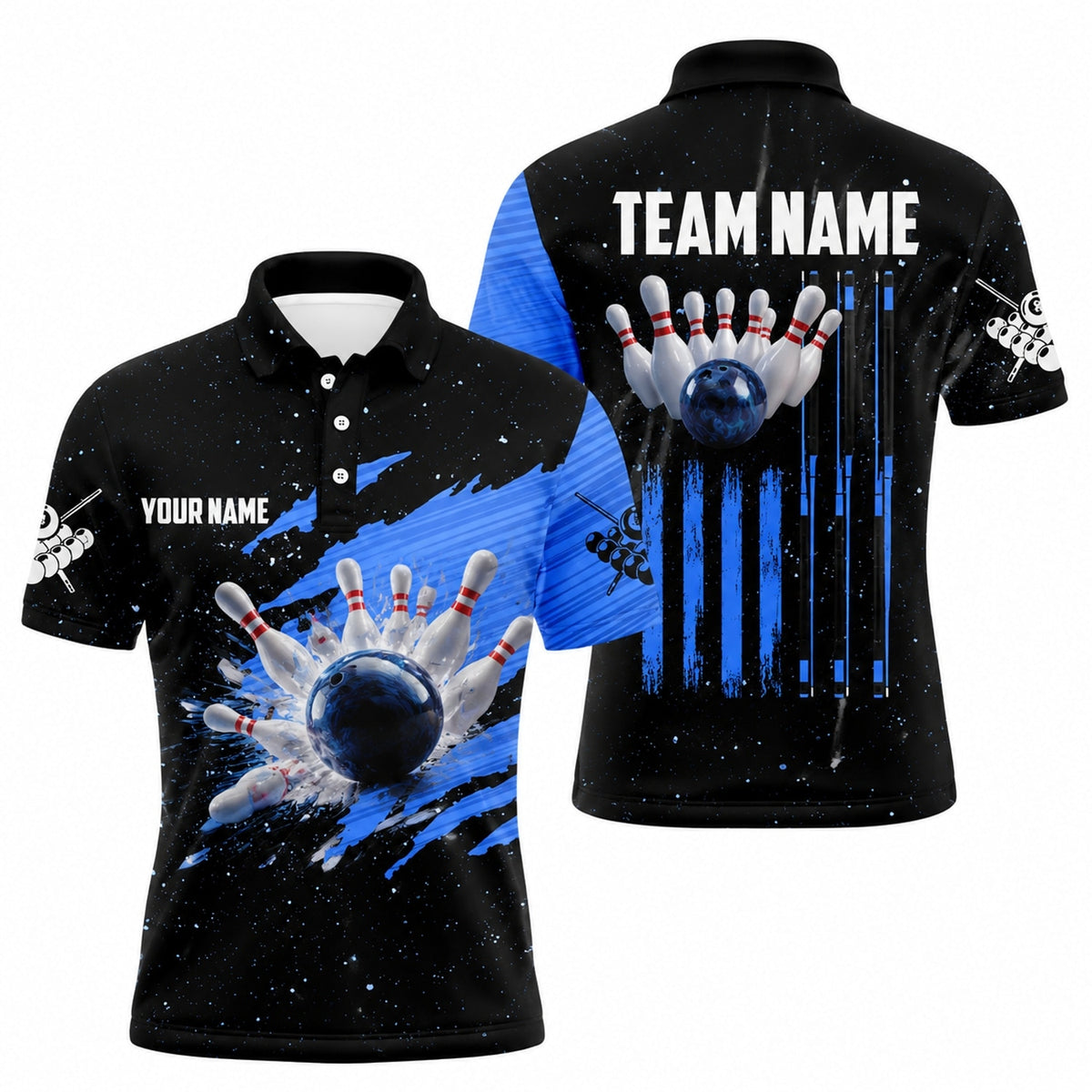 Bowling Ball Strike Pins Sport Personalized Bowling Polo Shirt