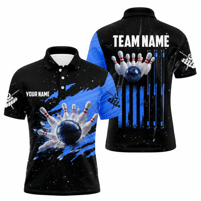 Bowling Ball Strike Pins Sport Personalized Bowling Polo Shirt