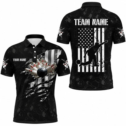 Bowling Ball Strike Silhouette Sport Personalized Bowling Polo Shirt