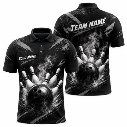 Bowling Ball Strike Smoke Personalized Bowling Polo Shirt