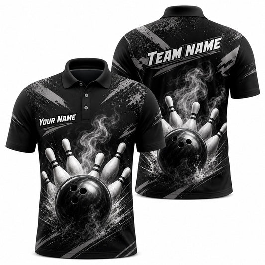 Bowling Ball Strike Smoke Personalized Bowling Polo Shirt