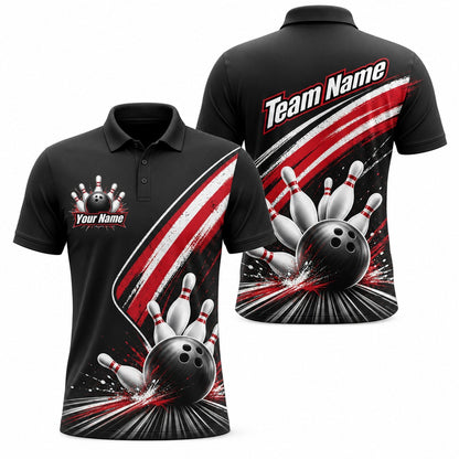 Bowling Ball Strike Splash Sport Custom Bowling Polo Shirt