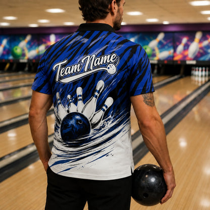 Bowling Ball Strike Sport Personalized Bowling Polo Shirt Back View