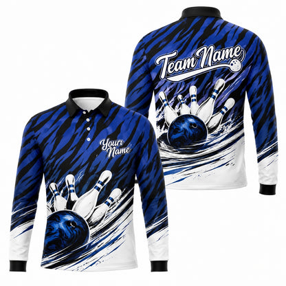 Bowling Ball Strike Sport Personalized Bowling Polo Shirt Long Sleeve Polo