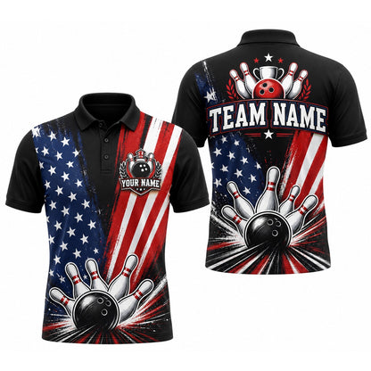 Bowling Ball Strike Stars Personalized Bowling Polo Shirt
