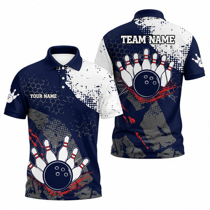 Bowling Ball With Pins Sport Personalized Bowling Polo Shirt