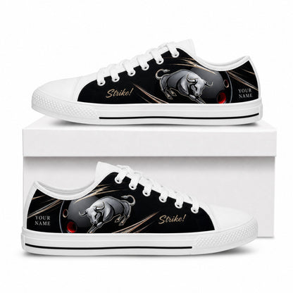 Bowling Bull Design Graphic Custom Low Top Shoes Box White