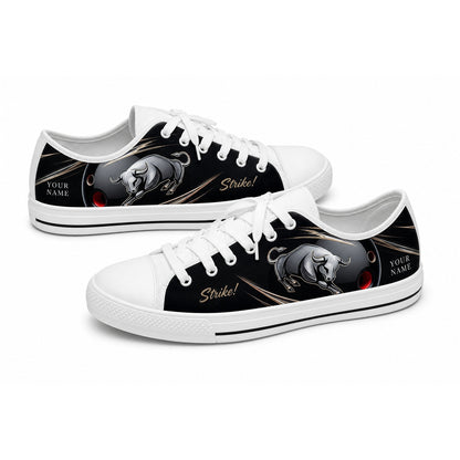 Bowling Bull Design Graphic Custom Low Top Shoes