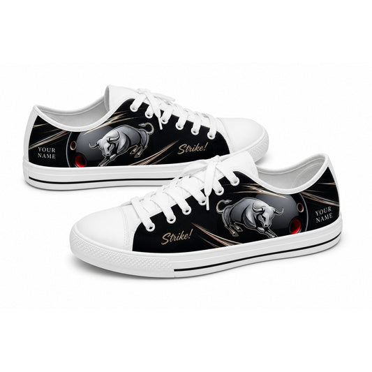Bowling Bull Design Graphic Custom Low Top Shoes
