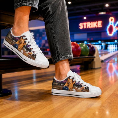 Bowling Cat Strike Graphic Personalized Low Top Shoes Bowling Life Style