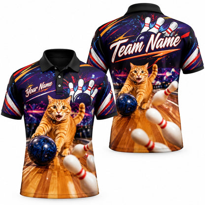 Bowling Cat Strike Sport Custom Bowling Polo Shirt