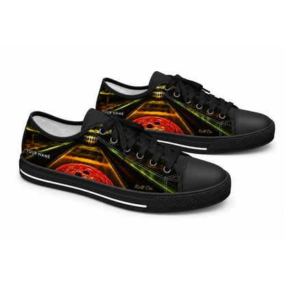 Bowling Lane Artwork Graphic Custom Low Top Shoes Black Shoes