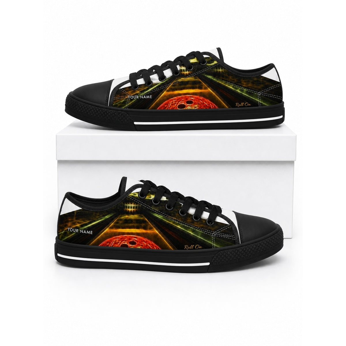 Bowling Lane Artwork Graphic Custom Low Top Shoes Box Black