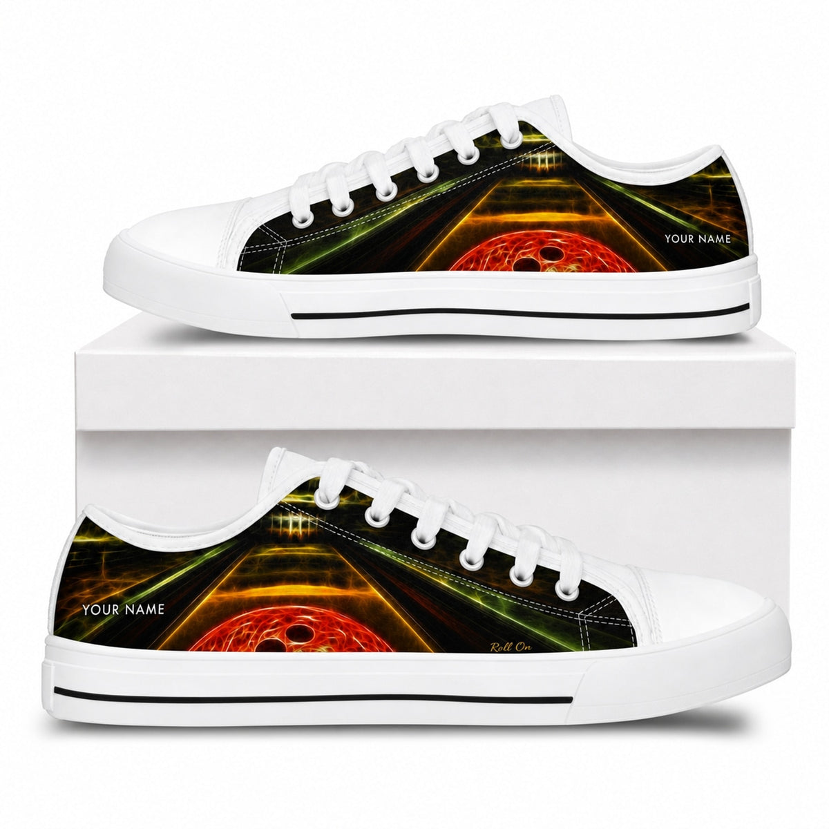 Bowling Lane Artwork Graphic Custom Low Top Shoes Box White