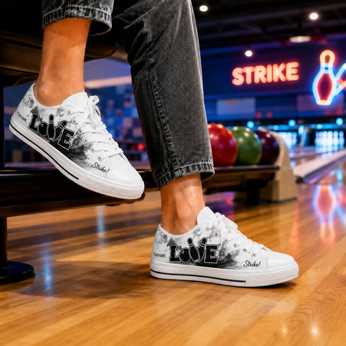 Bowling Love Graphic Personalized Low Top Shoes Bowling Life Style