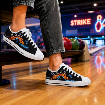Bowling Neon Design Custom Low Top Shoes Bowling Life Style