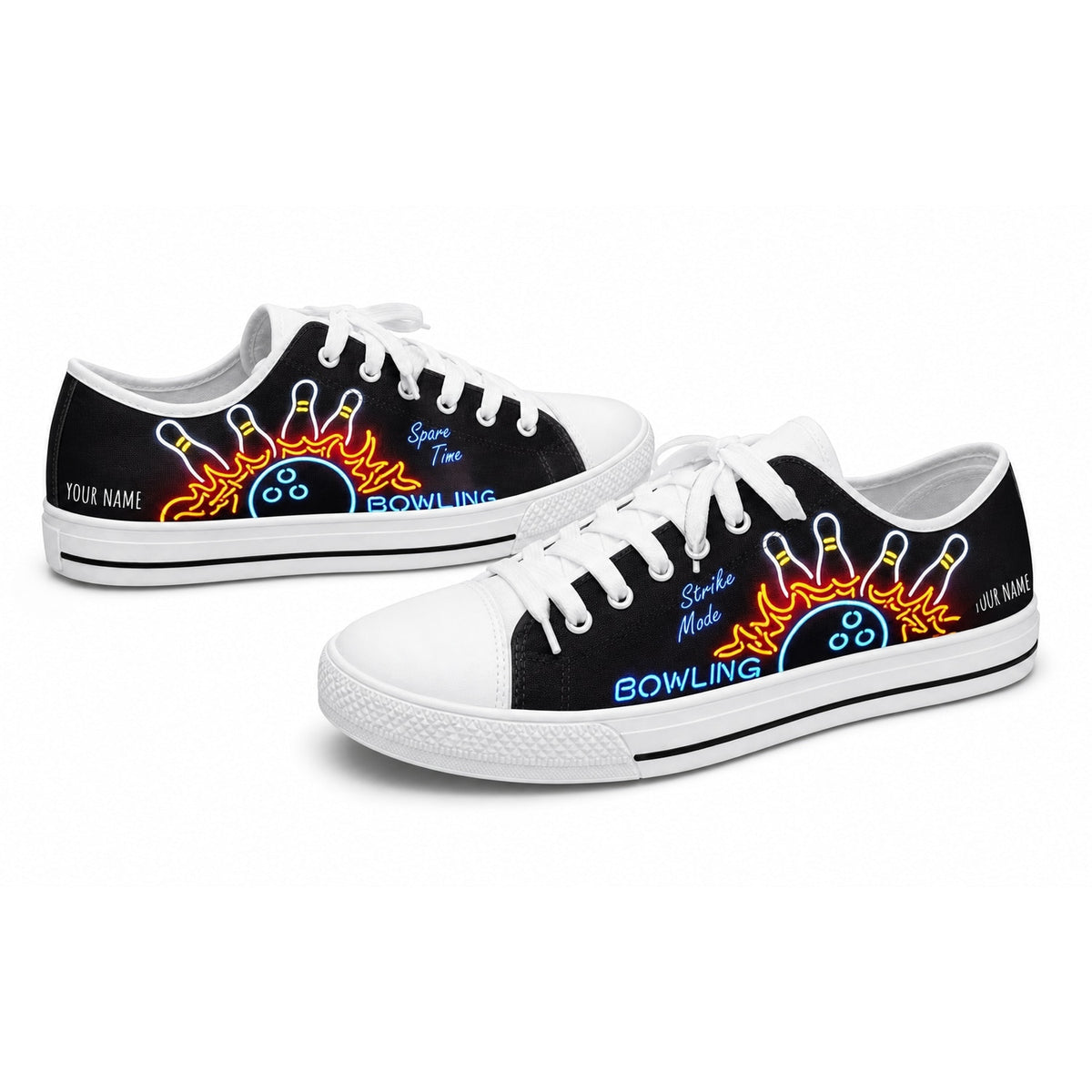 Bowling Neon Design Custom Low Top Shoes