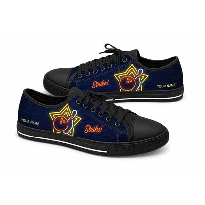 Bowling Neon Strike Personalized Low Top Shoes Black Shoes
