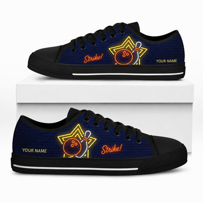 Bowling Neon Strike Personalized Low Top Shoes Box Black