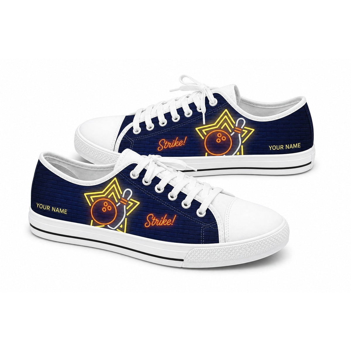 Bowling Neon Strike Personalized Low Top Shoes