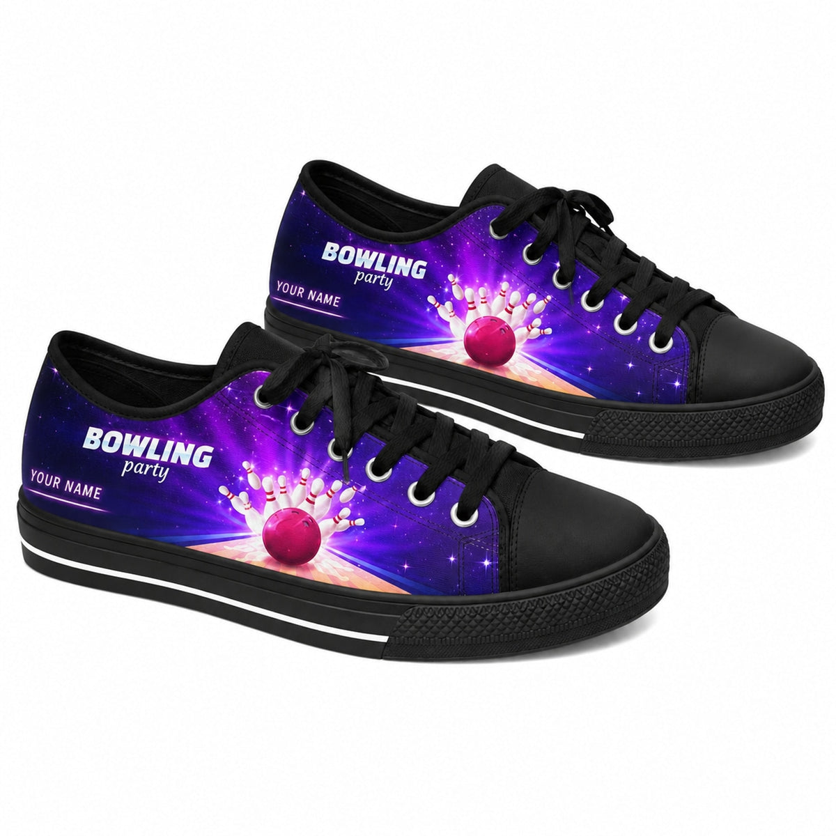 Bowling Party Design Graphic Personalized Low Top Shoes Black Shoes